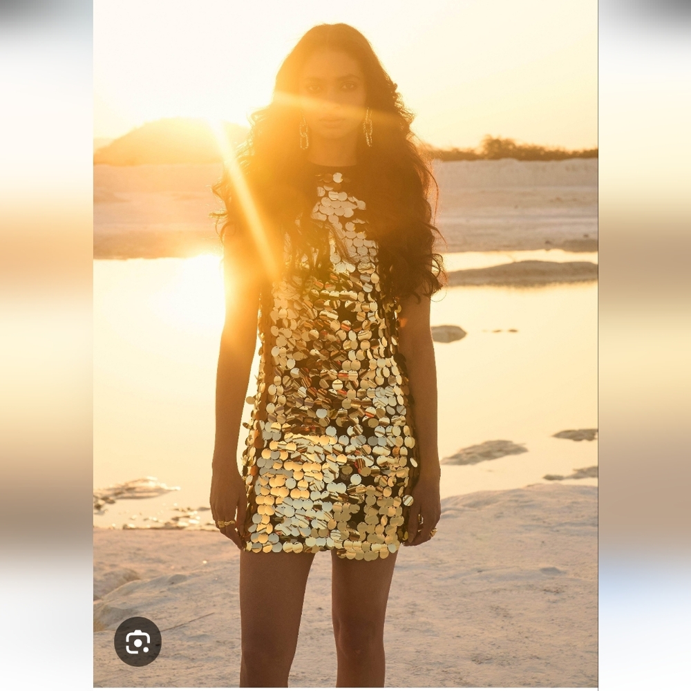 Gold Sequin Mini Dress - Women's Party Dress